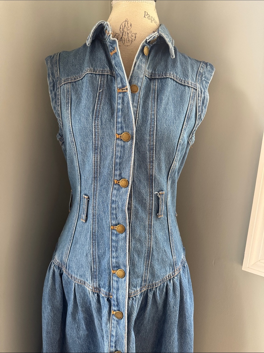 Universal thread denim western sleeveless corset full skirt midi dress Medium - Picture 4 of 10